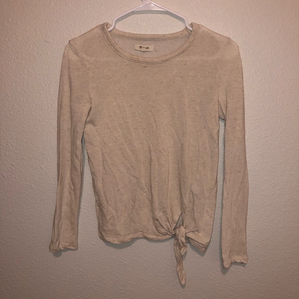 Madewell Tie Front Long Sleeve Top - XS